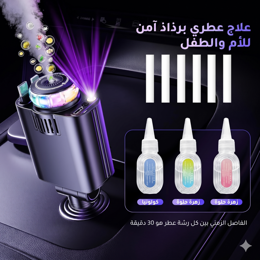 معطر السيارة الذكي + شاحن 5 في 1 - وداعا لكل الروائح الكريهة في السيارة -- رائحة فواحة تدوم لساعات